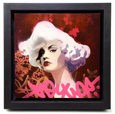 Lot 1570 - TROIKA; spray paint on board, 'Captivating',...