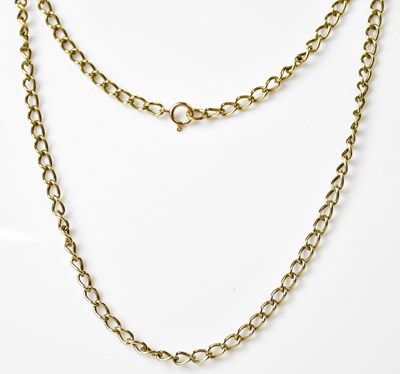 Lot 909 - A 9ct yellow gold curb link necklace, length...