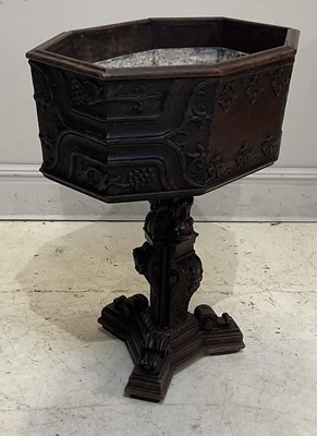 Lot 68 - A 19th century carved oak planter, height 86cm,...