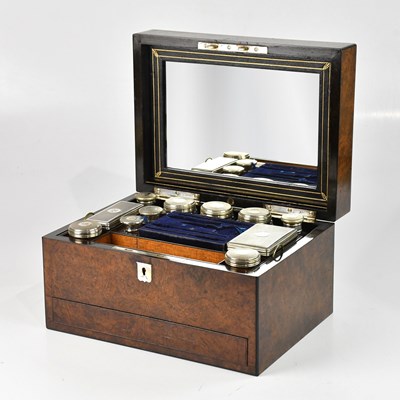 Lot 240 - A Victorian walnut vanity box, with mother of...