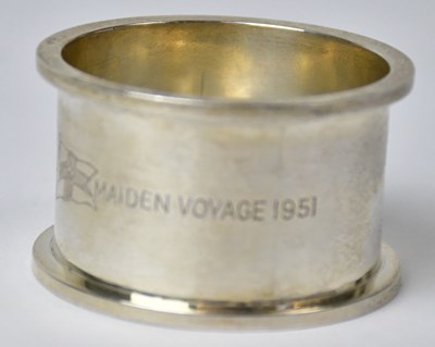 Lot 401 - M.V. AUREOL; a hallmarked silver napkin ring...