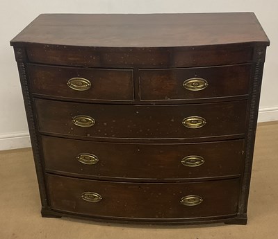 Lot 303 - A 19th century mahogany bowfronted chest of...