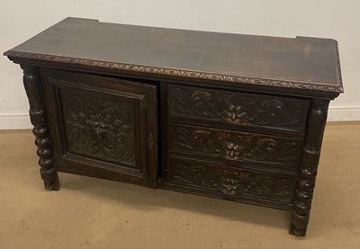 Lot 270 - A 19th century oak base for a mirrrored back...