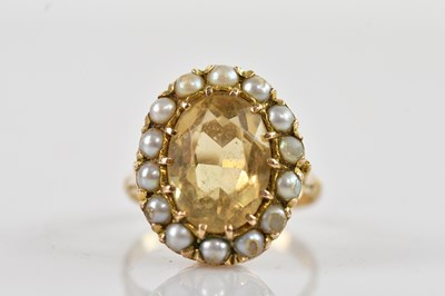 Lot 361 - A 9ct yellow gold citrine and seed pearl set...