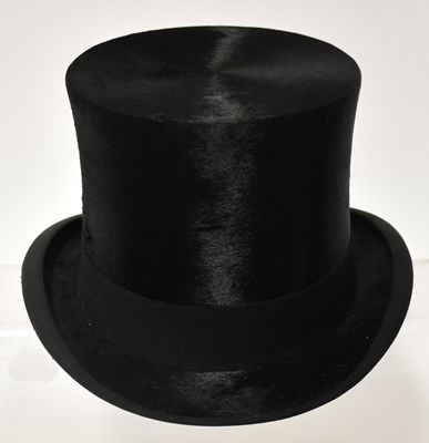 Lot 456 - MORGAN & BALL; a vintage top hat in original box.