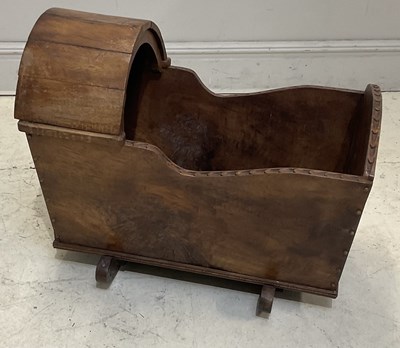 Lot 141 - A 19th century oak crib, height 67cm, length...