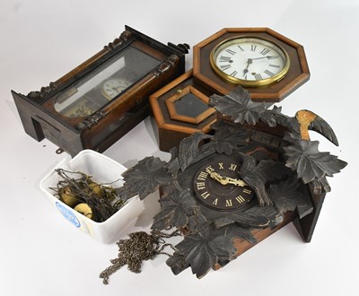Lot 217 - A collection of wall clocks and wall clock...