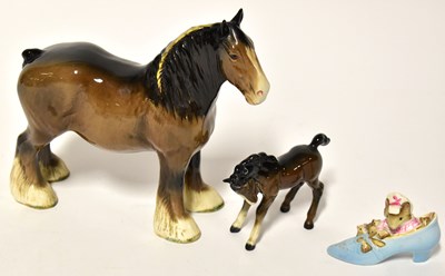 Lot 125 - BESWICK; a model of a shire horse, together...