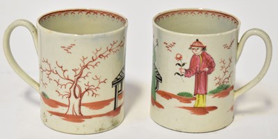 Lot 148 - LIVERPOOL POTTERY; two porcelain cups with...