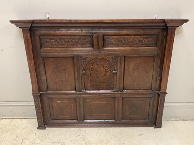 Lot 39 - An 18th century carved oak and inlaid panel,...