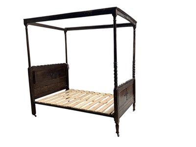 Lot 26 - A Jacobean revival oak half tester/four poster...
