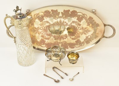 Lot 1097 - A large silver plated oval tray with grape and...