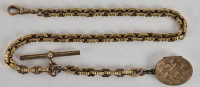 Lot 1198 - A rose gold Victorian gentleman's watch chain,...
