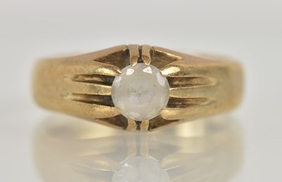 Lot 1273 - A 9ct single white stone set signet ring, size...