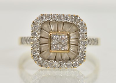 Lot 1286 - A 9ct yellow gold Art Deco style white stone...