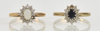 Lot 1288 - Two 9ct yellow gold dress rings, both with...