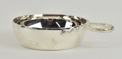 Lot 1173 - HUGH CRAWSHAW; a hallmarked silver wine taster,...