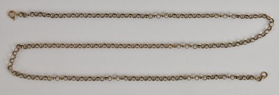 Lot 1353 - A 9ct yellow gold small belcher link necklace,...