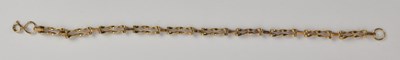 Lot 1420 - A 9ct yellow gold bracelet with ring clasp,...
