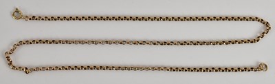 Lot 1336 - A 9ct rose gold belcher link necklace, length...