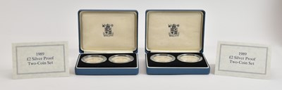 Lot 1496 - THE ROYAL MINT; two 1989 £2 silver proof...