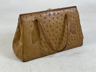 Lot 74 - A vintage ostrich skin handbag, width approx...