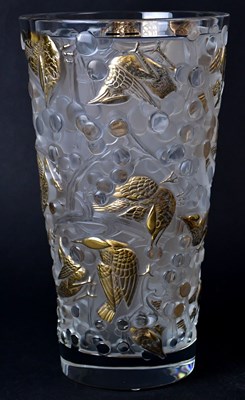 Lot 225 - LALIQUE; a large gilt-heightened crystal...