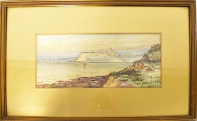 Lot 523 - H G HUTTON; watercolour, coastal scene with...