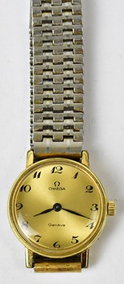 Lot 1058 - OMEGA; a gold-plated ladies' wristwatch, the...