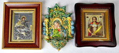 Lot 409 - A contemporary Russian icon depicting St....