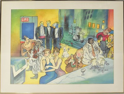 Lot 600 - AFTER H. DAMAVE; a colour lithograph, 'Tintin,...