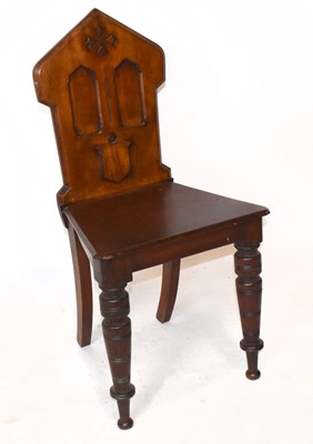 Lot 1667 - A late Victorian mahogany Gothic style hall chair