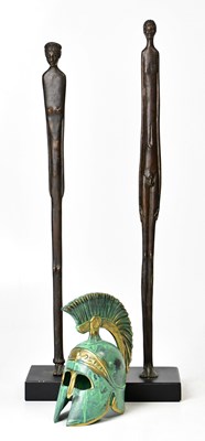 Lot 287 - Two bronze figures, male and female, the male...