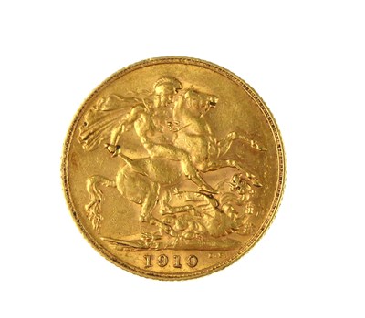 Lot 877 - An Edward VII full sovereign, 1910, George and...