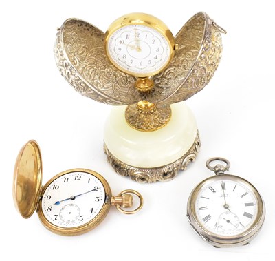 Lot 1082 - A gold plated full hunter pocket watch, with...