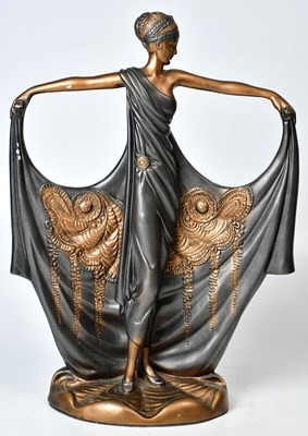 Lot 288 - An Art Deco style painted spelter figure of a...