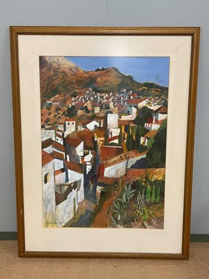 Lot 158 - BRENDA HARTILL; acrylic, 'Gaucin with...