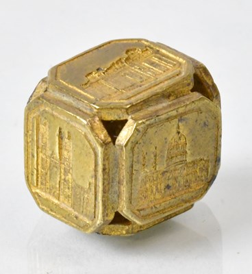 Lot 421 - A Victorian metal cube seal, with panels...