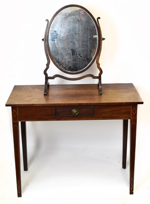 Lot 1668 - A mahogany and boxwood strung single drawer side table