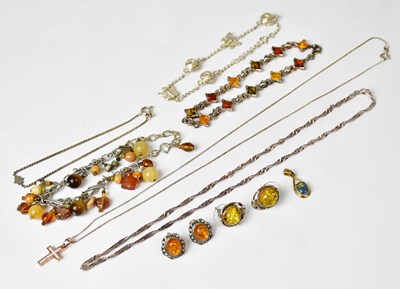 Lot 976 - A group of silver jewellery, comprising a...