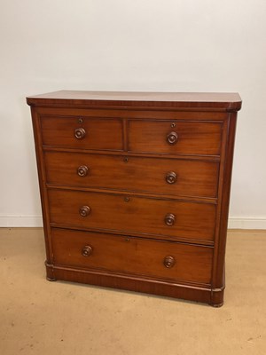 Lot 280 - A Victorian mahogany chest of two short over...