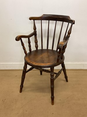 Lot 322 - A c. 1900 beech and elm captain's style stick...