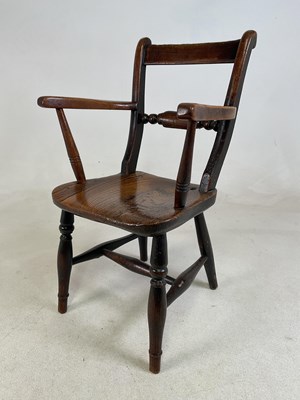 Lot 323 - A 19th century child's ash and elm bar back...