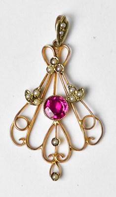 Lot 916 - A Belle Époque yellow metal openwork pendant...