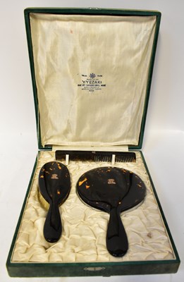 Lot 187 - A Japanese tortoiseshell vanity set of mirror,...