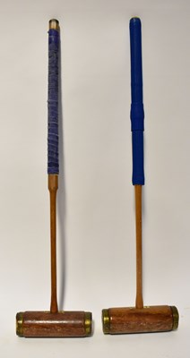 Lot 413 - A pair of vintage wooden croquet mallets, with...