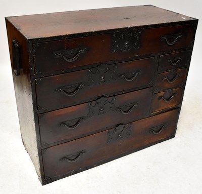 Lot 47 - A Japanese elm Senday tansu with two long, two...