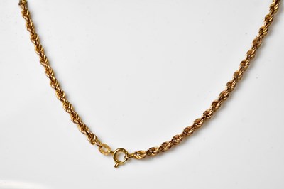 Lot 904 - A 9ct gold rope twist chain necklace, stamped '...