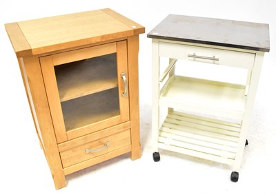 Lot 10 - A modern beech glazed cupboard with single...