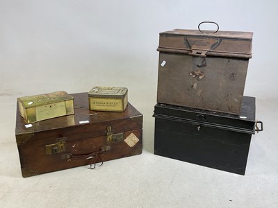 Lot 34 - A wooden case with brass locks and detail,...